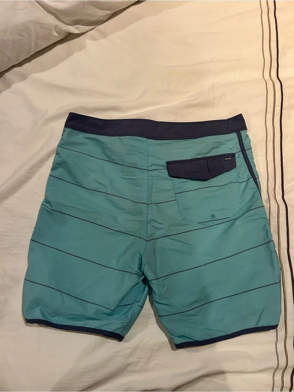 Hurley Men's Teal Swim Trunks with Navy Trim
